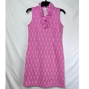 Tyler Boe Women's Size XS Pink/White Sleeveless Diamond Print Shift Dress